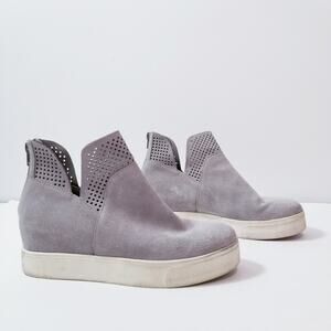Steve Madden Winni Gray Suede Platform Wedge Bootie Sneaker